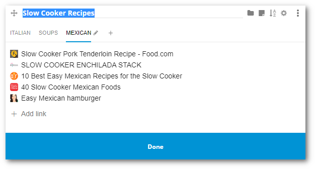 Bookmark groups in edit mode