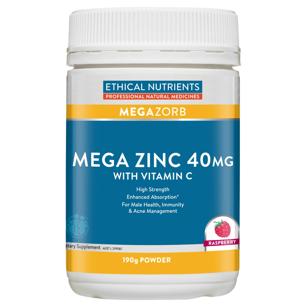 Ethical Nutrients MEGAZORB Mega Zinc 40mg Raspberry 190g | HealthMasters