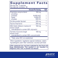 Pure Encapsulations Digestion GB 180 caps 10% off RRP at HealthMasters Pure Encapsulations Ingredients