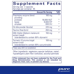 Pure Encapsulations Digestion GB 90 caps 10% off RRP at HealthMasters Pure Encapsulations Ingredients
