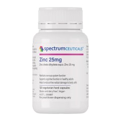 Spectrumceuticals Zinc 25mg 120 caps 10% off RRP at HealthMasters Spectrumceuticals
