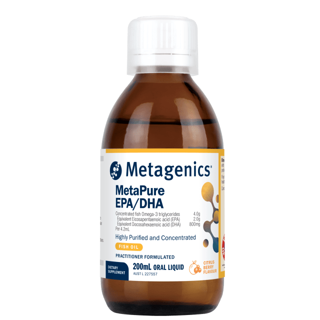 Metagenics MetaPure EPADHA Citrus Berry 200ml Liquid 10% off RRP at HealthMasters Metagenics