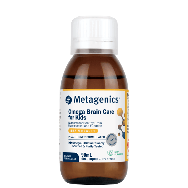 Metagenics Omega Brain Care for Kids Peppermint 90ml Liquid 10% off RRP at HealthMasters Metagenics