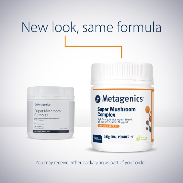 Metagenics Super Mushroom Complex Pine Lime 100g Powder 10% off RRP at HealthMasters Metagenics New Look
