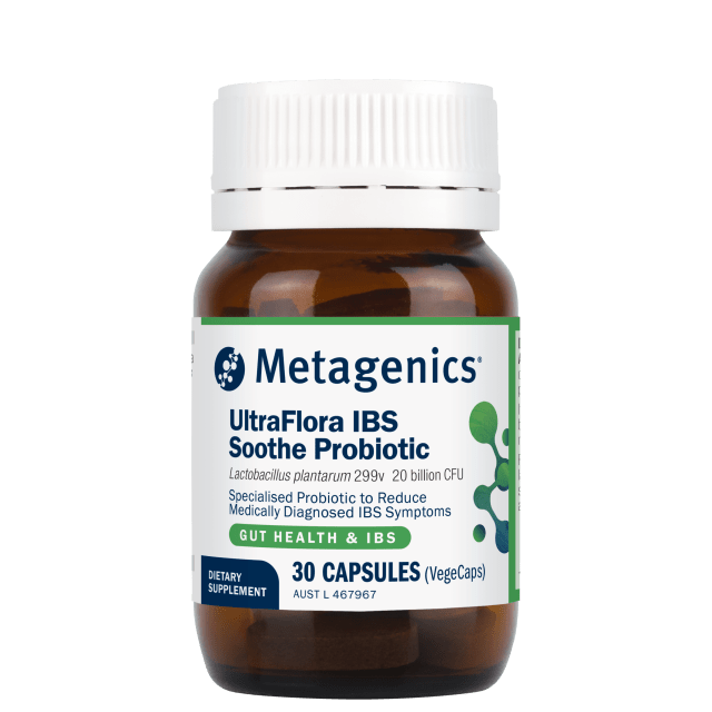 Metagenics UltraFlora IBS Soothe Probiotic 30 Capsules 10% off RRP at HealthMasters Metagenics