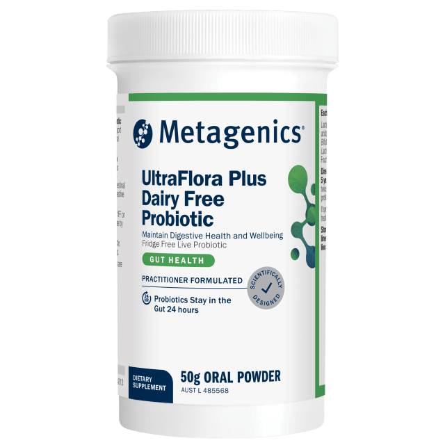 Metagenics UltraFlora Plus Dairy Free Probiotic 50g Powder 10% off RRP at HealthMasters Metagenics