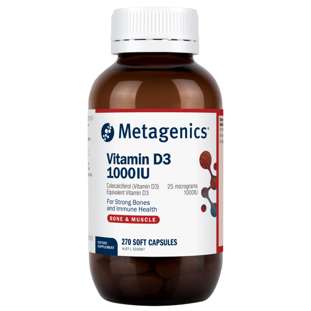 Metagenics Vitamin D3 1000IU 270 Capsules 10% off RRP at HealthMasters Metagenics