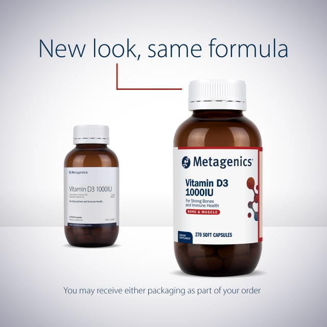 Metagenics Vitamin D3 1000IU 270 Capsules 10% off RRP at HealthMasters Metagenics New Look