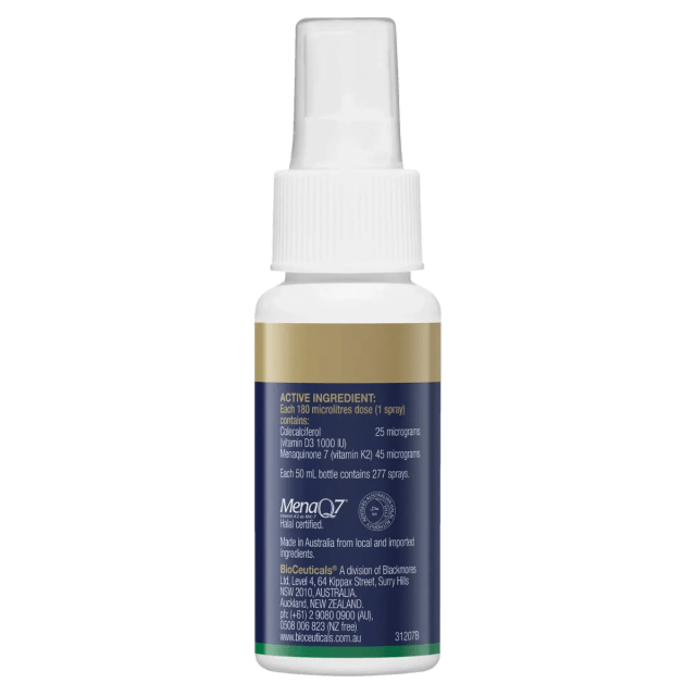 BioCeuticals D3 + K2 Spray 50mL 10% off RRP at HealthMasters BioCeuticals Ingredients