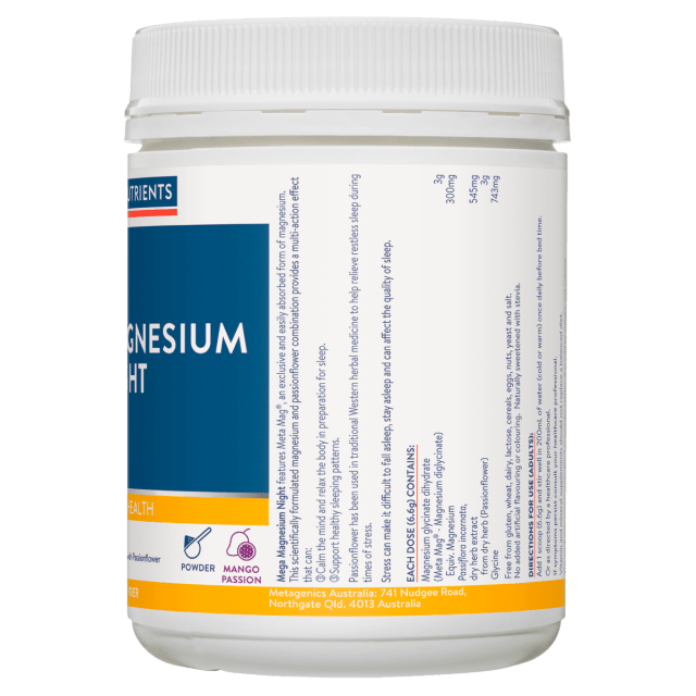 Ethical Nutrients Mega Magnesium Night 272g 20% off RRP | HealthMasters Ethical Nutrients Information
