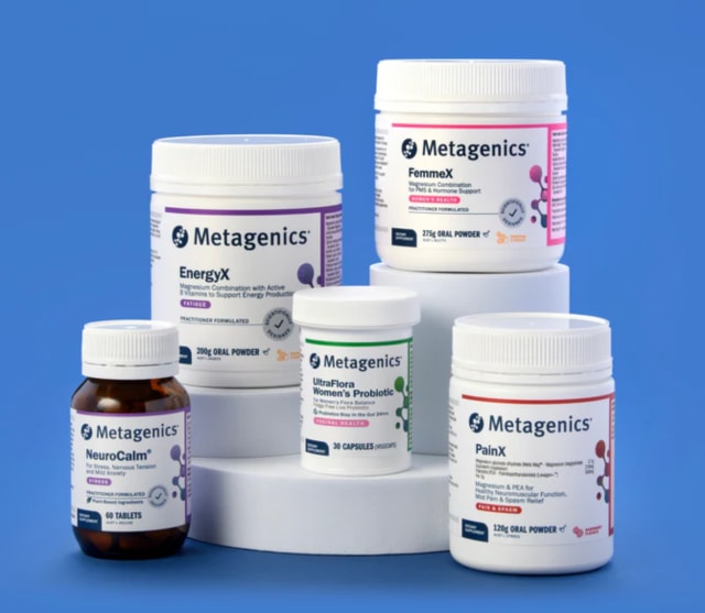 Metagenics 10% off RRP at HealthMasters Metagenics Femmex, PainX, EnergyX, NeuroCalm, UltraFlora Women's Probiotic