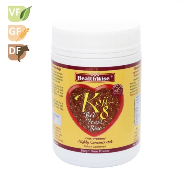 HealthWise Koji8 Red Yeast Rice 300g Powder 20% off RRP at HealthMasters HealthWise