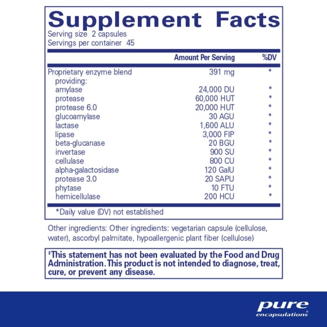 Pure Encapsulations Digestive Enzymes Ultra 10% off RRP at HealthMasters Pure Encapsulations Ingredients