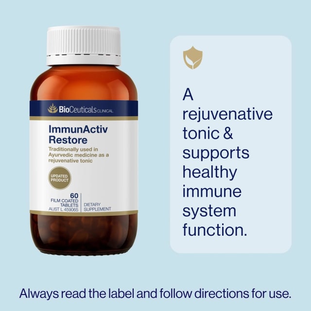 BioCeuticals Clinical ImmunActiv Restore 60 Tablets 10% off RRP at HealthMasters Graphic Indications
