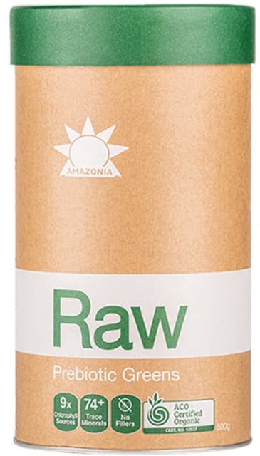 Amazonia Raw Prebiotic Greens 600g 10% off RRP