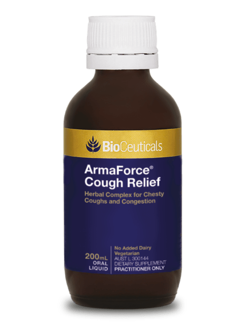 BioCeuticals ArmaForce Cough Relief 200mL 10% off RRP at HealthMasters BioCeuticals
