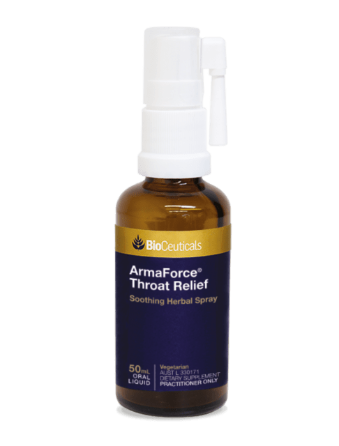 BioCeuticals ArmaForce Throat Relief 50mL 10% off RRP at HealthMasters BioCeuticals
