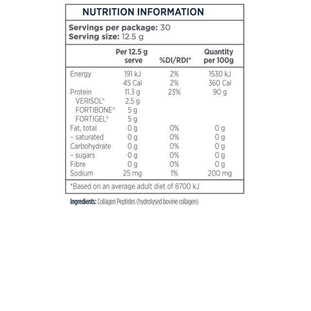 Designs For Health Whole Body Collagen 375g 10% off RRP at HealthMasters Designs For Health Nutritional Info