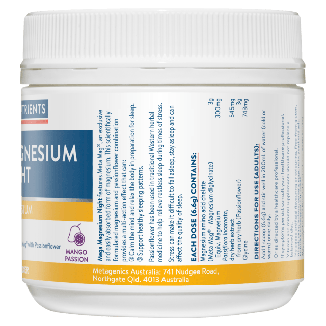 Ethical Nutrients Mega Magnesium Night 126g 10% off RRP at HealthMasters Ethical Nutrients Ingredients