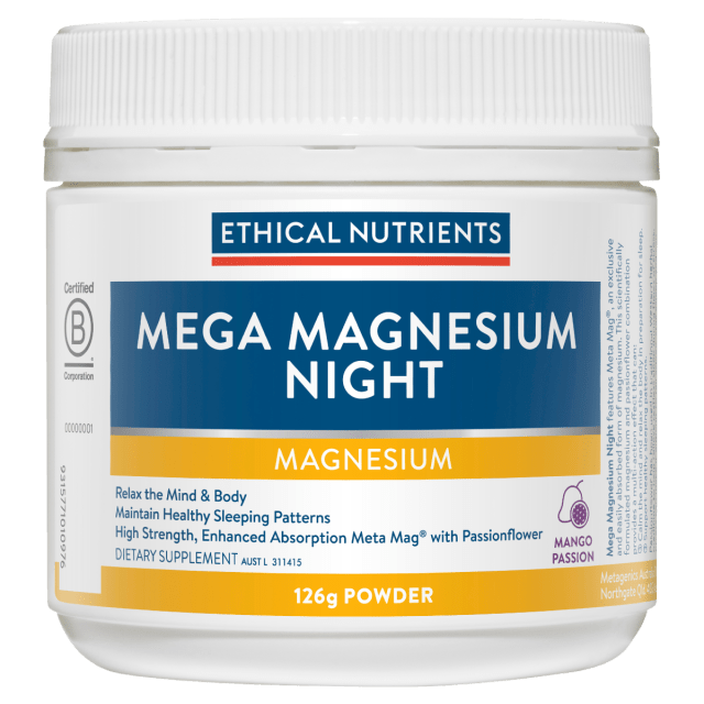 Ethical Nutrients Mega Magnesium Night 126g 10% off RRP at HealthMasters Ethical Nutrients