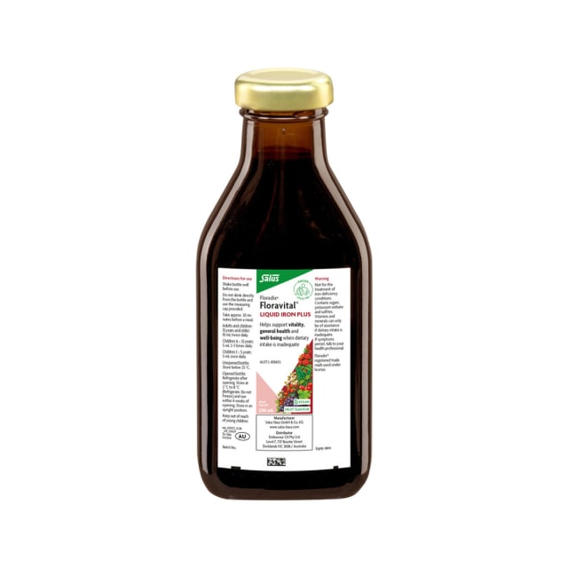 Floradix by Salus Floravital Liquid Iron Plus 250ml 10% off RRP at HealthMasters Floradix by Salus Bottle