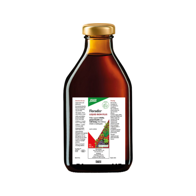 Floradix by Salus Liquid Iron Plus 500ml 10% off RRP at HealthMasters Floradix by Salus Bottle