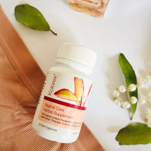 Kolorex Vaginal Care Herbal Supplement 10% off RRP at HealthMasters Kolorex with leaves