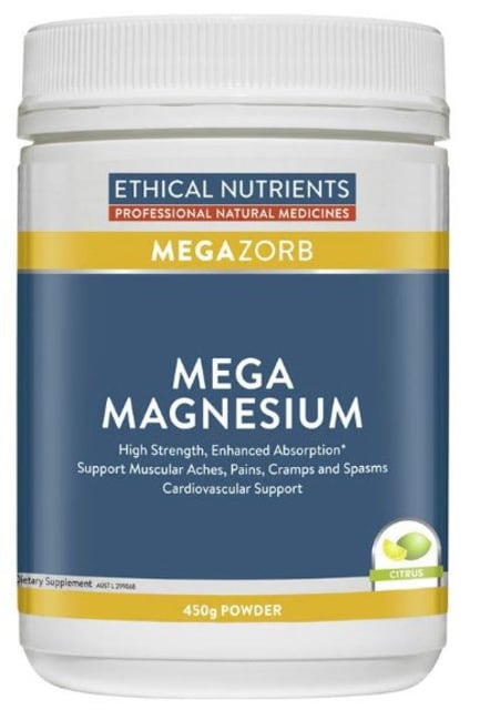 Ethical Nutrients MEGAZORB Mega Magnesium Powder (Citrus) 450g | HealthMasters