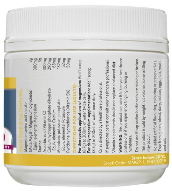 Ethical Nutrients MEGAZORB Mega Magnesium Powder (Raspberry) 200g Side A