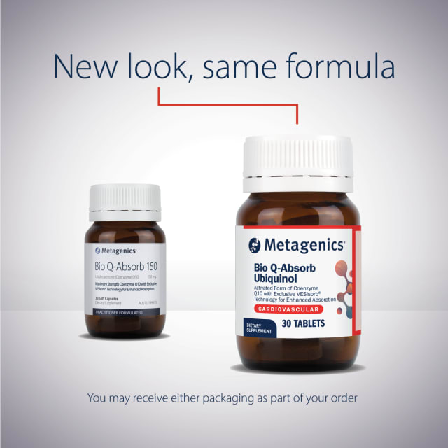 Metagenics Bio Q-Absorb Ubiquinol 30 Capsules 10% off RRP at HealthMasters Metagenics New Label