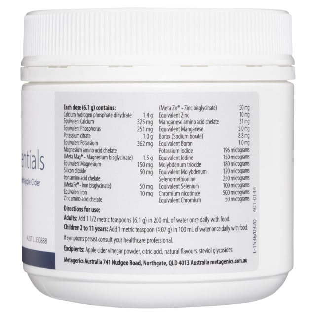Metagenics Mineral Essentials 153 g 10% off RRP at HealthMasters Metagenics Ingredients