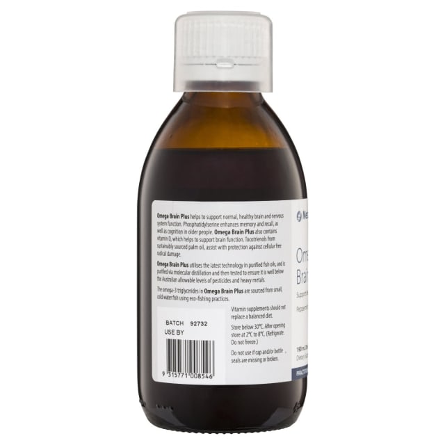 Metagenics Omega Brain Plus Oral Liquid Peppermint 190mL 10% off RRP | HealthMasters Metagenics Information