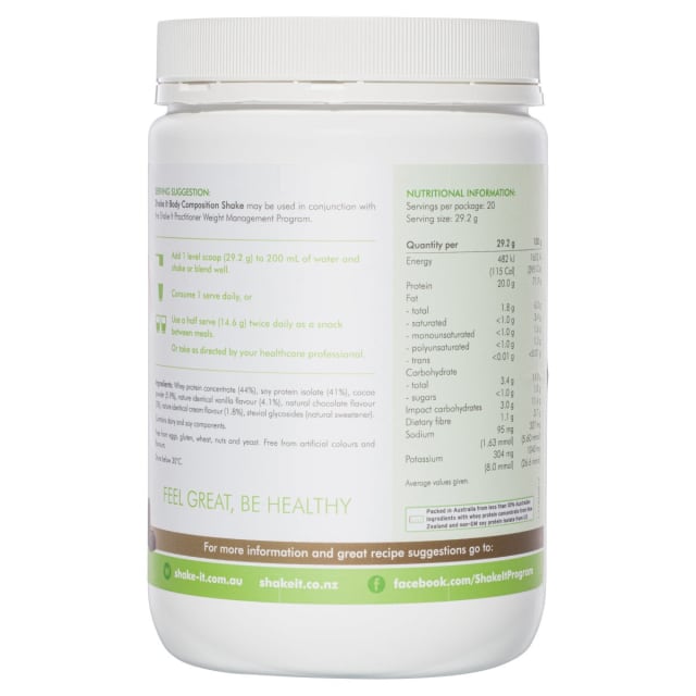 Metagenics Shake It Chocolate 584g 10% off RRP | HealthMasters Metagenics Ingredients