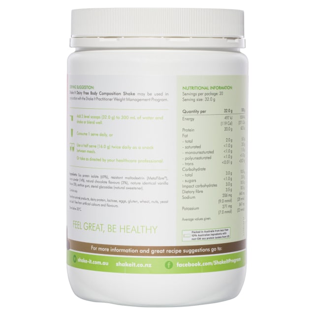 Metagenics Shake It Dairy Free Body Composition Shake Powder Chocolate 640g-2