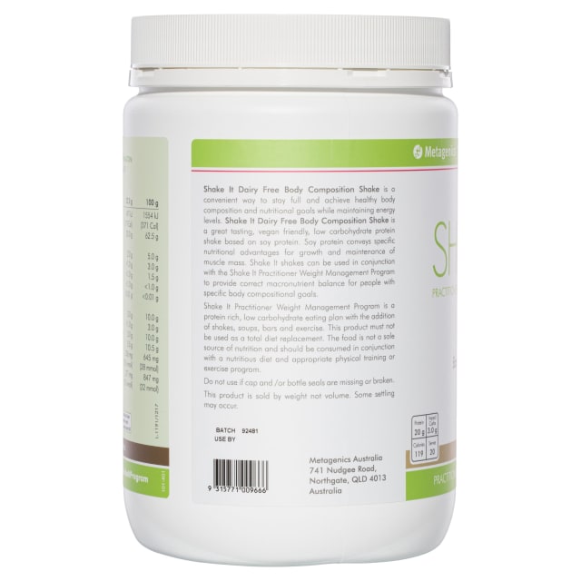 Metagenics Shake It Dairy Free Body Composition Shake Powder Chocolate 640g-3