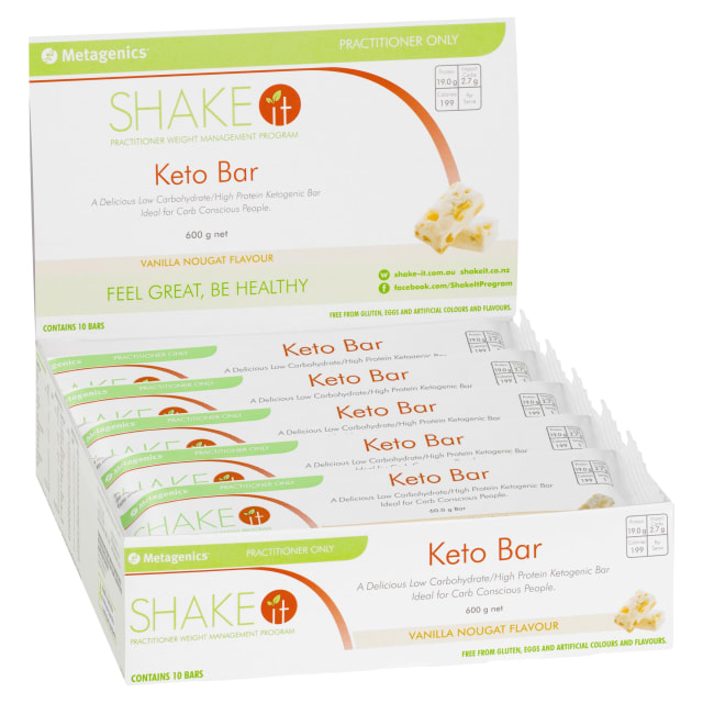 Metagenics Shake It Keto Bar Vanilla Nougat 10 Pack-1