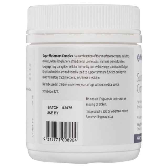 Metagenics Super Mushroom Complex Pine Lime 100g 10% off RRP | HealthMasters Metagenics Information