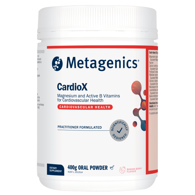 Metagenics CardioX Banana Berry 400g Powder 10% off RRP at HealthMasters Metagenics