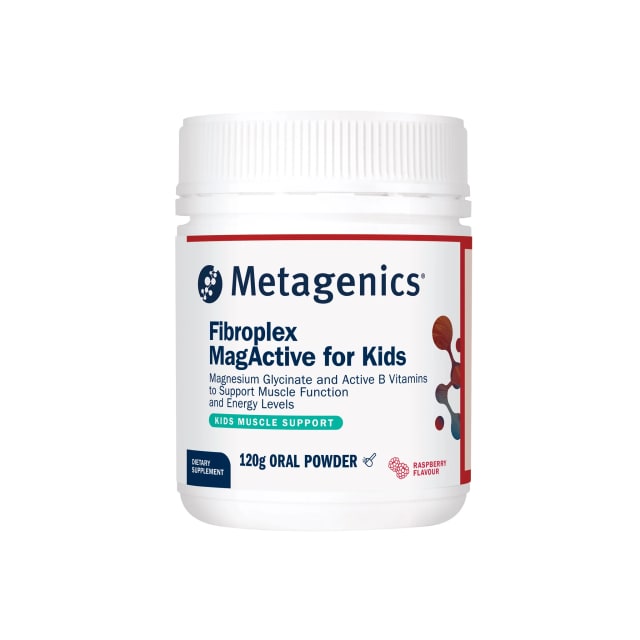 Metagenics Fibroplex MagActive for Kids Raspberry 120g Powder 10% off RRP at HealthMasters Metagenics