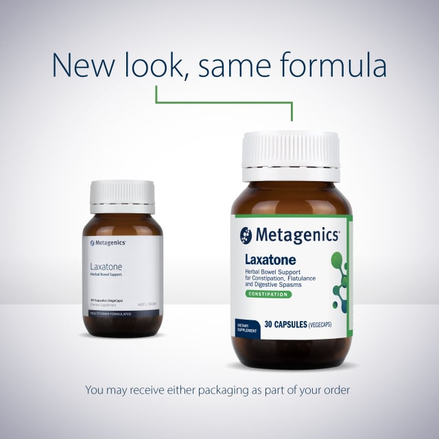 2025 Label Metagenics Laxatone 30 Capsules New Look