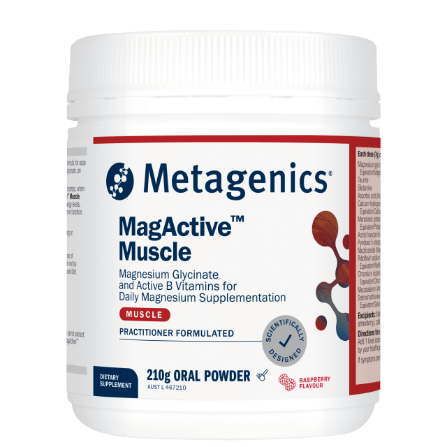 Metagenics MagActive Muscle Raspberry 210g powder 10% off RRP at HealthMasters Metagenics