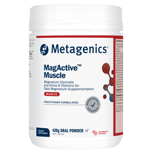 Metagenics MagActive Muscle Raspberry 420g powder 10% off RRP at HealthMasters Metagenics