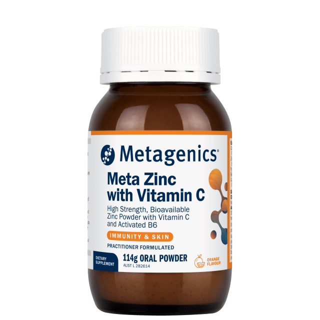 Metagenics Meta Zinc with Vitamin C Orange 114g Powder 10% off RRP at HealthMasters Metagenics