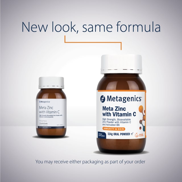 Metagenics Meta Zinc with Vitamin C Orange 114g Powder 10% off RRP at HealthMasters Metagenics New Look