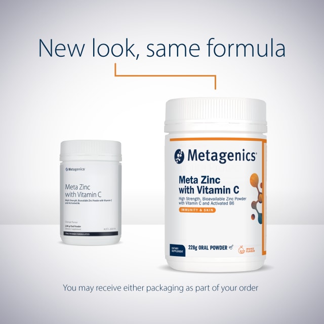 Metagenics Meta Zinc with Vitamin C Orange 228g Powder 10% off RRP at HealthMasters Metagenics New Look