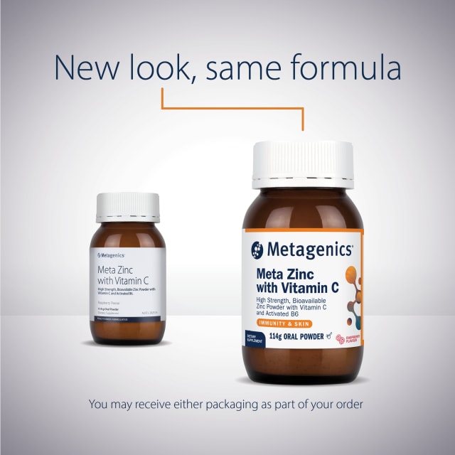 Metagenics Meta Zinc with Vitamin C Raspberry 114g Powder 10% off RRP at HealthMasters Metagenics New Look