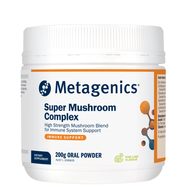 Metagenics Super Mushroom Complex Pine Lime2 00g Powder 10% off RRP at HealthMasters Metagenics