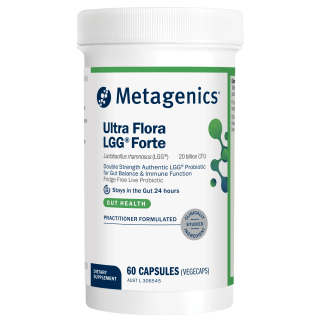 Metagenics UltraFlora LGG Forte Probiotic 60 Capsules 10% off RRP at HealthMasters Metagenics