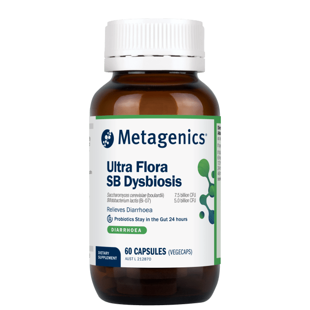 Metagenics UltraFlora SB Dysbiosis Probiotic 60 Capsules 10% off RRP at HealthMasters Metagenics