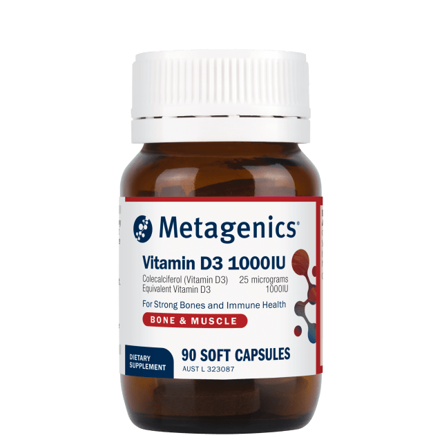 Alt Text: Metagenics Vitamin D3 1000IU 90 Capsules 10% off RRP at HealthMasters Metagenics